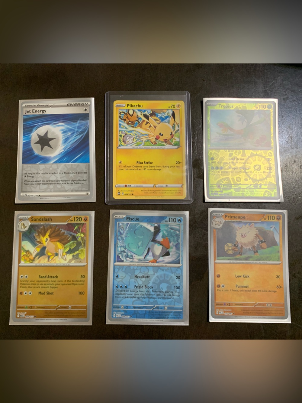 POKÉMON Pikachu, Tropius, Sandslash, Eiscue, PRIMEAPE, Jet Energ, Set of 6